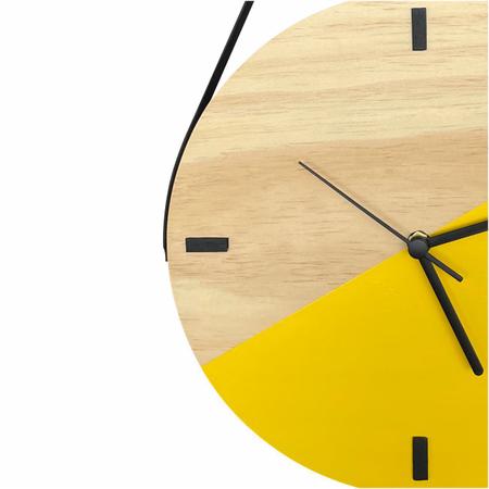 Imagem de Relógio de Parede Escandinavo Duo Amarelo com Alça 28cm