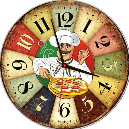Imagem de Relógio de Parede Estilo Rústico Chefe Cozinha 30 cm