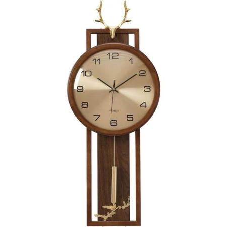 Imagem de Relógio de Parede Europeu com Moldura de madeira e Cervo