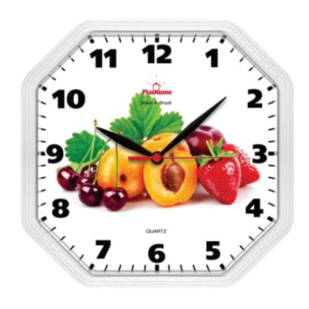 Imagem de Relógio de Parede Frutas Decorativo Gama Branco