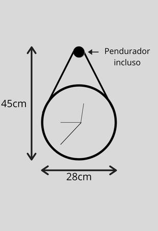 Imagem de Relógio de Parede Geométrico Branco e Cinza Detalhes Preto com Alça + Pendurador 