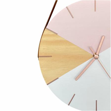 Imagem de Relógio De Parede Geométrico Branco E Rosa Com Alça Caramelo + Pendurador