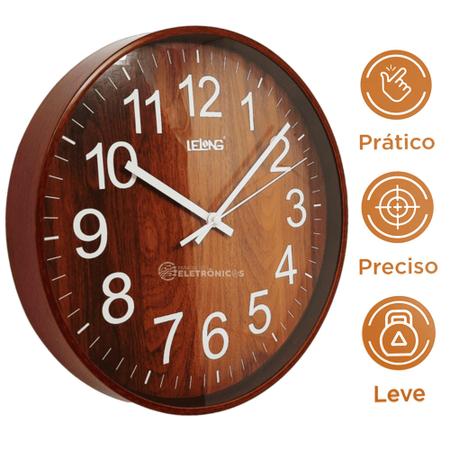 Imagem de Relógio de Parede Grande 30cm Analógico Redondo e Decorativo LE8111