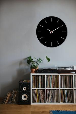 Imagem de Relógio De Parede Grande 40cm Cozinha Sala Preto Moderno