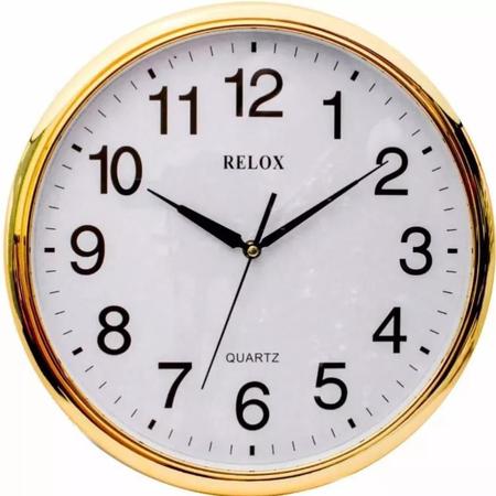 Imagem de Relógio De Parede Grande Branco E Dourado 36x36cm