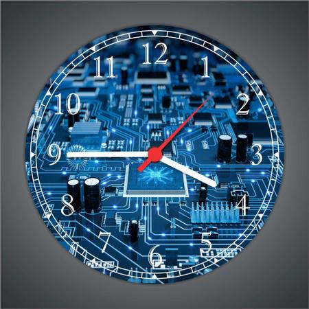 Imagem de Relógio De Parede Informática Computador Chip Lojas Salas Quartos Quartz Tamanho 40 Cm RC001