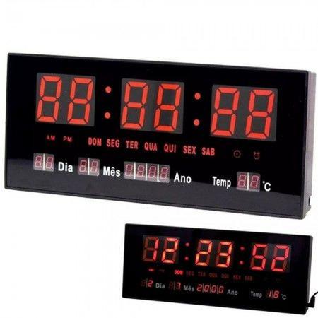 Imagem de Relógio de Parede Led Vermelho Digital Alto Brilho com Termômetro Data e Hora