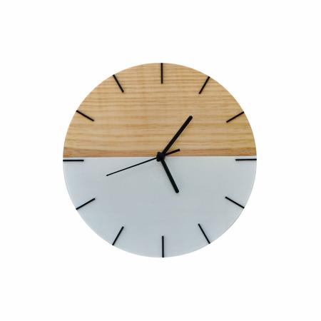 Imagem de Relógio de Parede Minimalista em Madeira Branco 28cm