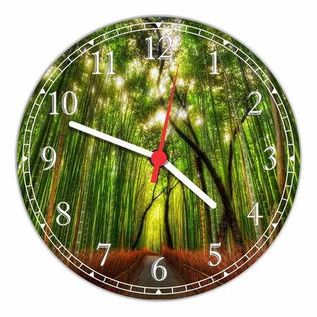 Imagem de Relógio De Parede Paisagem Bambu Natureza Salas Cozinhas Decoração