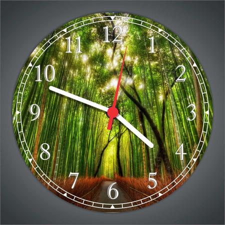 Imagem de Relógio De Parede Paisagem Bambu Natureza Salas Cozinhas Decoração