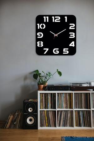 Imagem de Relógio De Parede Preto Quadrado Grande 40cm Moderno Cozinha