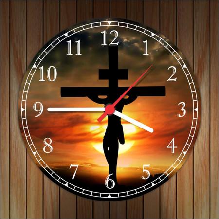Imagem de Relógio De Parede Quartz Católico Religioso Jesus Cristo Crucificado Tamanho 40 Cm RC005