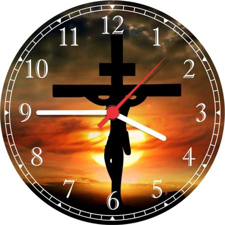 Imagem de Relógio De Parede Quartz Católico Religioso Jesus Cristo Crucificado Tamanho 40 Cm RC005