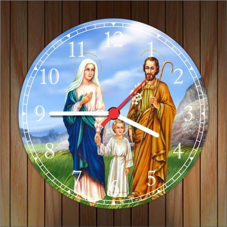 Imagem de Relógio De Parede Quartz Católico Religioso Jesus Cristo José Virgem Maria Tamanho 40 Cm RC009