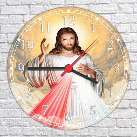 Imagem de Relógio De Parede Quartz Católico Religioso Jesus Misericordioso Cristianismo Tamanho 40 Cm RC010