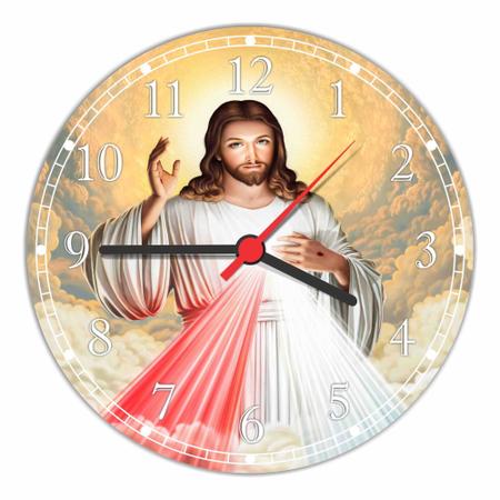Imagem de Relógio De Parede Quartz Católico Religioso Jesus Misericordioso Cristianismo Tamanho 40 Cm RC010