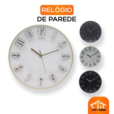 Imagem de Relógio de Parede Redondo Analógico Metalizado Premium Moderno Clássico