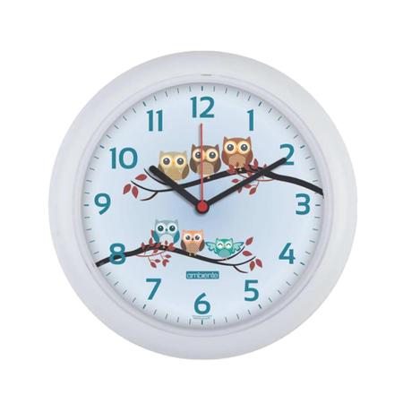 Imagem de Relógio de Parede Redondo Decorativo Branco Coruja