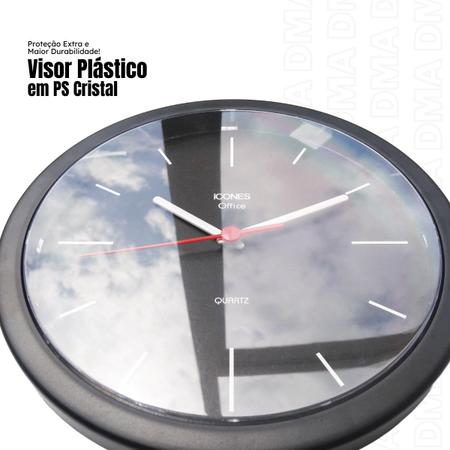 Imagem de Relógio de Parede Redondo Decorativo Minimalista 23cm Office Analógico Quartz Silencioso e Contínuo
