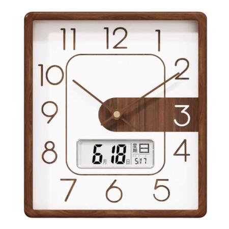 Imagem de Relógio de Parede Retangular Moderno Amadeirado 45cm