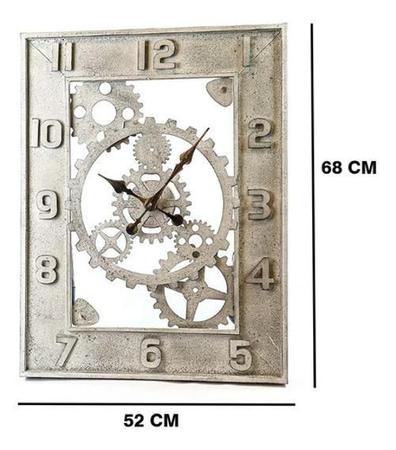 Imagem de Relógio De Parede Retrô Metal Antiguidade Engrenagem 68X52
