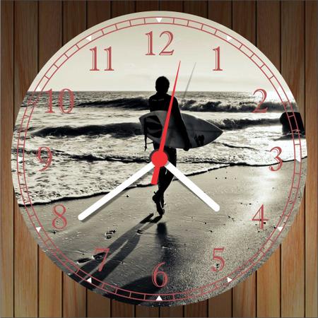 Imagem de Relógio De Parede Surf Esporte Prancha Paisagem Lojas Salas Quartos Quartz Tamanho 40 Cm RC000