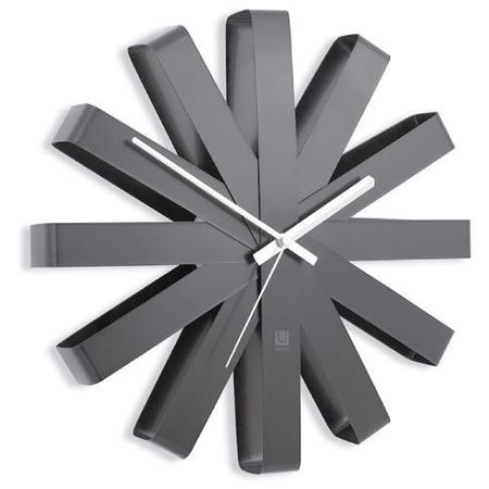 Relógio de Parede Umbra Ribbon Wall Aço Inox Clock 30.5cm - Preto