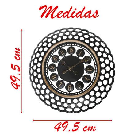 Imagem de Relógio De Parede Vazado Preto Para Sala De Estar Escritórios 49,5cm