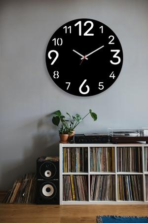 Imagem de Relógio de paredes redondo grande preto 40 cm luxuoso