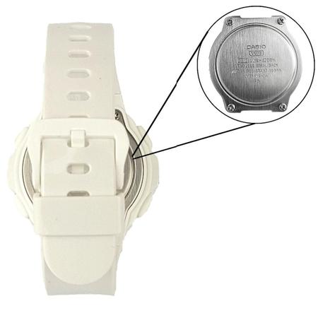 Imagem de Relógio de Pulso Casio Esportivo Pequeno Leve Cronômetro Prova Dágua 10 ATM Feminino Digital Branco LWS-1200H-7A1VDF