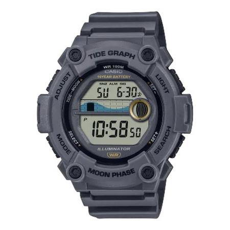 Imagem de Relógio de Pulso Casio Masculino Digital Esportivo 3 Alarmes Tabua de Mares Surf com 10 anos de Bateria Original Azul Grafite Preto WS-1300H