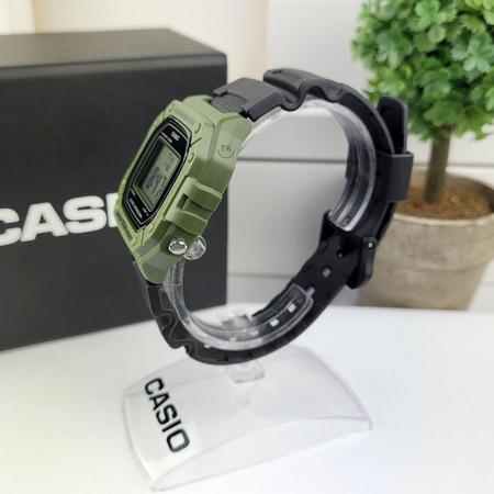 Imagem de Relógio de Pulso Casio Masculino Digital Esportivo Quadrado Prova Dágua 50 Metros Verde Pulseira Resina Preta W-218H-3AVDF