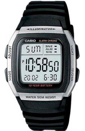 Imagem de Relógio de Pulso Casio Masculino Digital Illuminator Prova Dagua 50 Metros Resina Quadrado Quartz Hora dupla Casual Preto W-96H-1AVDF