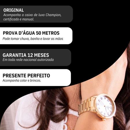 Imagem de Relógio de Pulso Champion Feminino Dourado Analógico CN26000W + Colar e Brincos