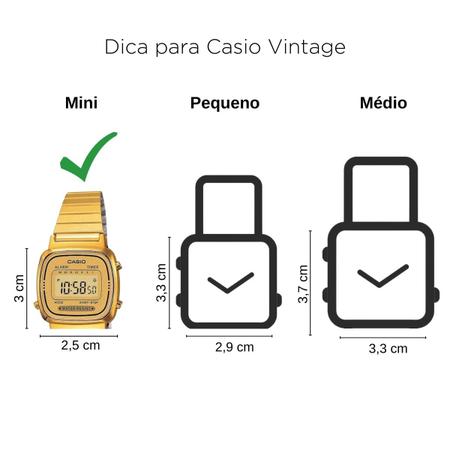Imagem de Relógio de Pulso Feminino Casio Vintage Mini Quadrado Original Moderno LA670WGA Pequeno Digital Retro Dourado
