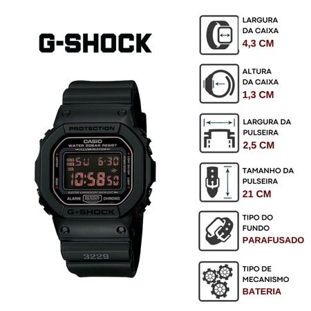 Imagem de Relógio de Pulso Masculino Casio G-shock Digital Prova Dágua 200 Metros Resistente Choques Quadrado Esportivo Preto Branco Série Dw-5600