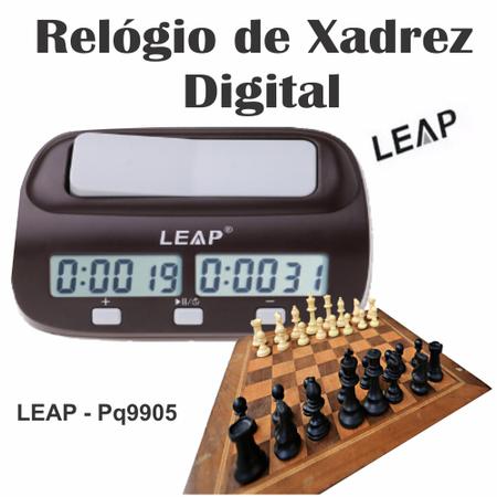 Relógio De Xadrez Digital Leap Pq9921 E Jogo De Peças Grátis