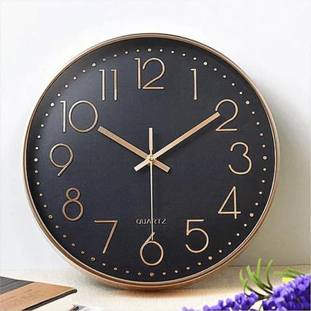Imagem de Relógio Decorativo de Parede 25cm Rose Gold Redondo Moderno Silencioso Decoração Casa Cozinha Sala Escritório