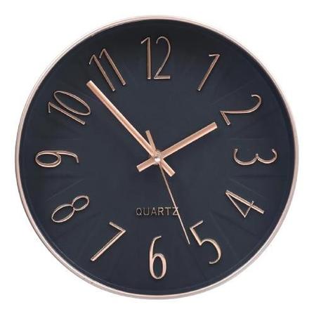 Imagem de Relógio Decorativo de Parede Analógico 25cm Rose Gold - Redondo Moderno Ponteiro Silencioso Quartz - Decoração de Cozinha Sala Quarto ou Escritório