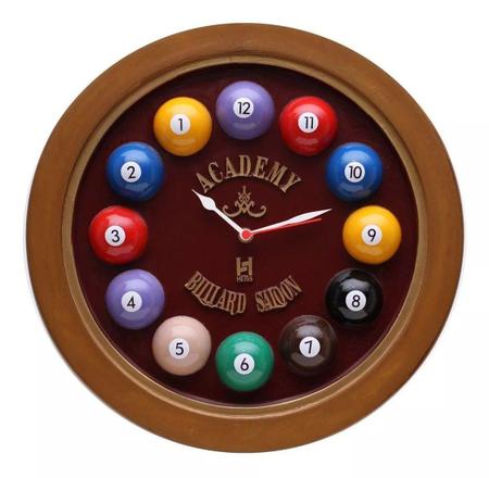 Imagem de Relógio Decorativo Parede de Fibra - Billiard Bordô - Anti-horário 725
