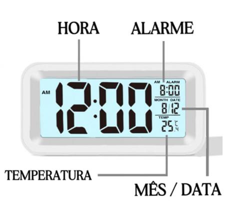 Imagem de Relógio Despertador Botão Touch Digital De Mesa Moderna c/ Led + Bateria