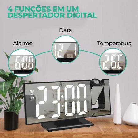 Imagem de Relógio Despertador Digital Com Projetor De Hora Na Parede