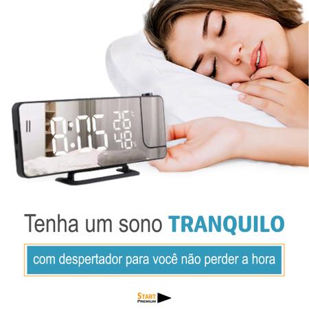 Imagem de Relógio Despertador Projetor Led De Parede Data Temperatura Hora Linha Premium