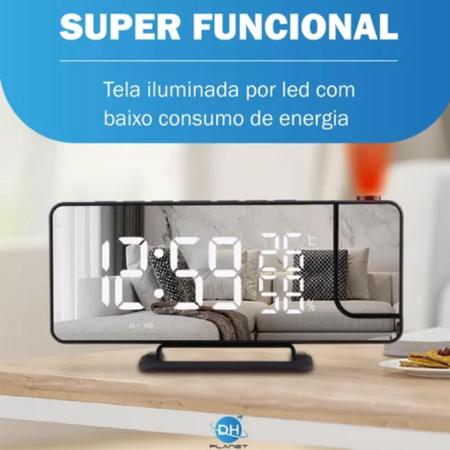 Imagem de Relógio Digital De Mesa Led Com Projetor No Teto E Alarme Temperatura Data Hora