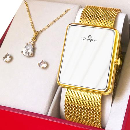 Imagem de Relógio Digital Feminino Dourado Espelhado Champion Original com 1 ano de garantia