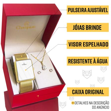 Imagem de Relógio Digital Feminino Dourado Espelhado Champion Original com 1 ano de garantia