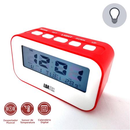 Imagem de Relógio Digital Iluminado Com Despertador, Calendário e Temperatura ZB2005