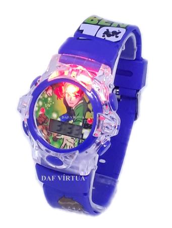 Relógio BEN10 digital azul bebê com luzes E musica infantil em