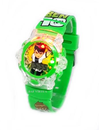 Relógio ben 10 pisca luzes toca musica digital infantil vermelho