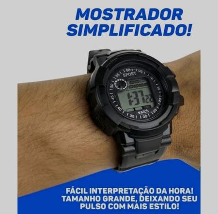 Imagem de Relógio Digital Led Esportivo Militar Silicone Masculino Adulto/Infantil Sports Cronômetro Calendário Alarme Quartz